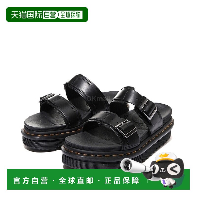 韩国直邮Dr.Martens凉鞋黑色一字扣防滑耐磨MYLES (23523001)厚底