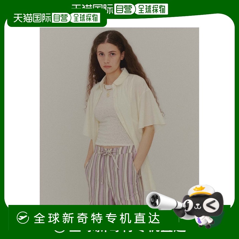 1h可退 韩国直邮PLAC 女式闪亮短袖衬衫象牙色气质减龄百搭舒适高