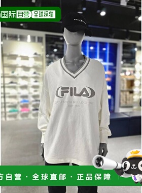 韩国直邮FILA [坡州分店] 惠拉女式合身 V 领标志上衣（FS2POG315