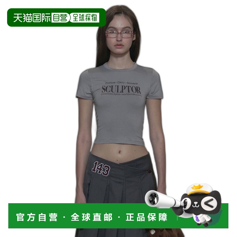 韩国直邮SCULPTOR美式复古街头辣妹潮牌新款T恤SC24S271GY短袖