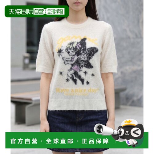 韩国直邮GANNI 图案短袖针织衫 (A1070273 135) 圆领针织衫