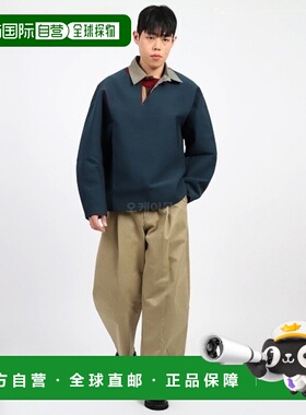 韩国直邮KOLOR 23WCM-T01202 B针织蓝绿长袖珠地布领子衬衫