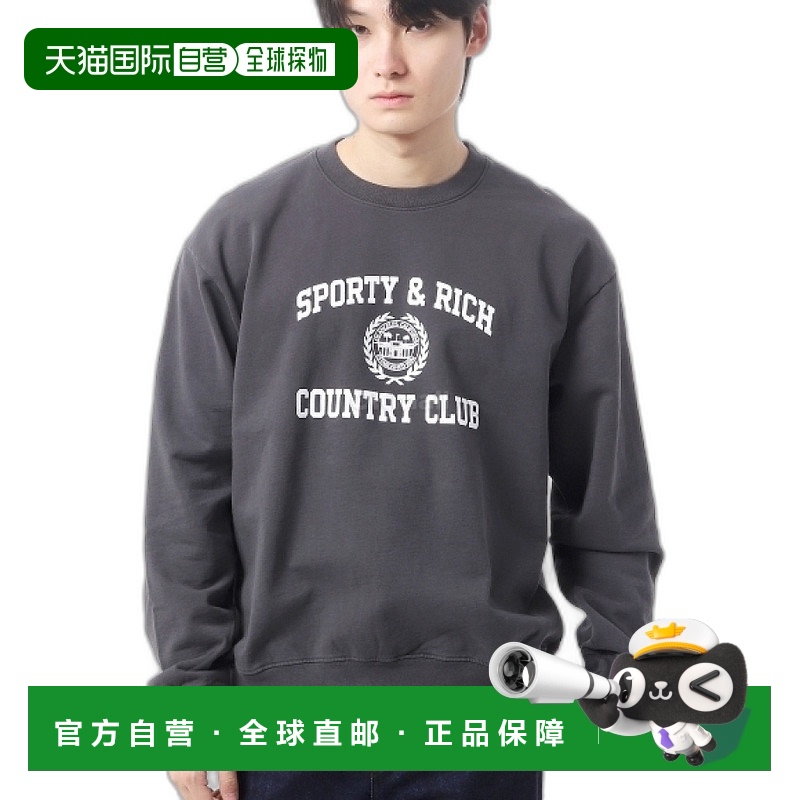 韩国直邮Sporty&Rich Varsity Crest 圆领毛衣 - 褪色黑/白 (WS06