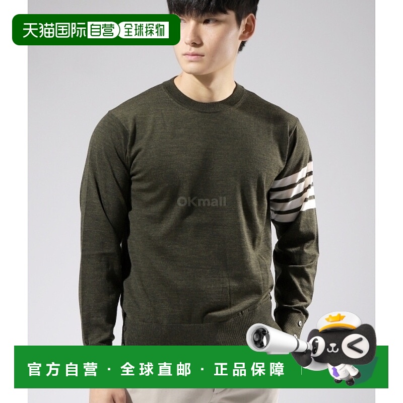 韩国直邮Thom Browne 细美利奴羊毛 4 条袖经典圆领套头衫 (MKA00