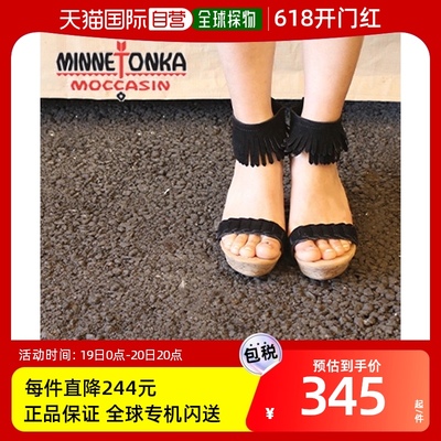 韩国直邮[MINITTONKA] 坡跟 流苏 女士 黑色 凉鞋 NICKI 71305