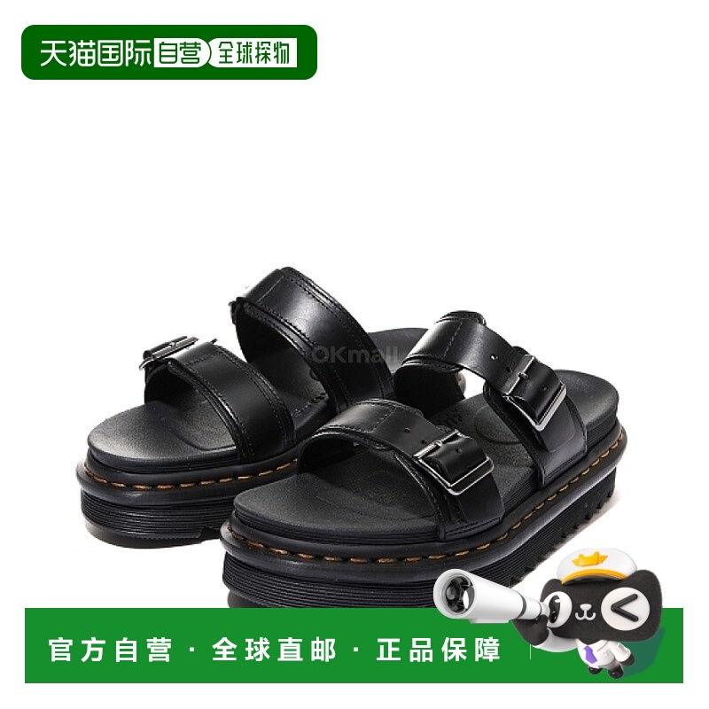 韩国直邮Dr.Martens凉鞋黑色一字扣防滑耐磨MYLES (23523001)厚底