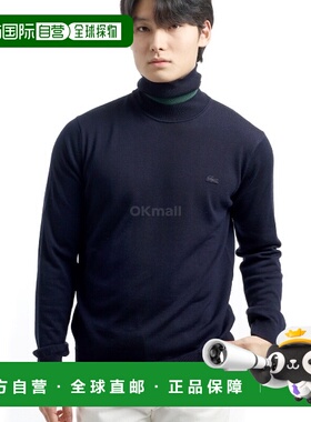 韩国直邮Lacoste毛衣男女同款黑色高领美利奴羊毛高领AH1959-166