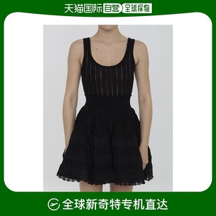 BLACK 韩国直邮ALAIA24FW中长连衣裙女AA9R22462M712