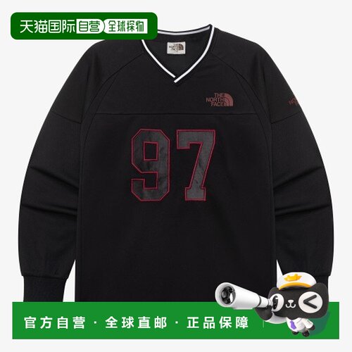 韩国直邮北面THE NORTH FACE 字母数字刺绣长袖T恤 男女同款 黑色