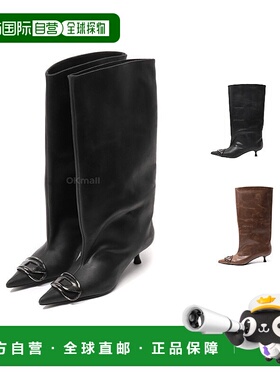 韩国直邮DIESEL女士D-VENUS 40 KB TUBE牛皮筒靴尖头Y03799 P7389