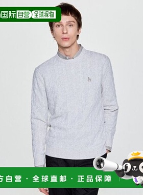 韩国直邮HAZZYS 赫奇斯男士 [Iconic] 灰色羊绒混纺圆领针织衫（H