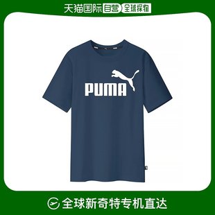 ESSENTIL 衬衫 商标细节 短袖 韩国直邮Puma 男款 暗蓝色 T恤