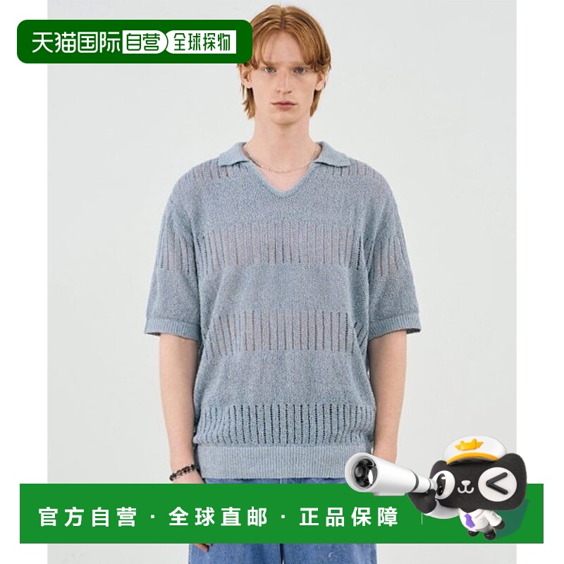 韩国直邮VIVASTUDIO 男士男针织COLLAR PANNEL HALF KNIT [BLUE]