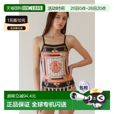 韩国直邮LOOPLOOP艺术联名高叉连体泳衣女复古竞技海边度假