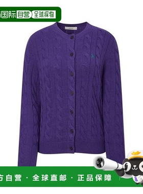 韩国直邮HAZZYS 赫奇斯女士开司米混纺电缆开衫紫色 (HSSW5DC84..