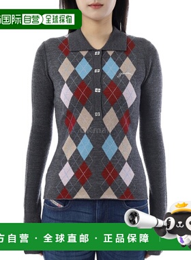 韩国直邮GANNI 深灰色针织Polo衫（K2601 920） 长袖珠地网眼/领