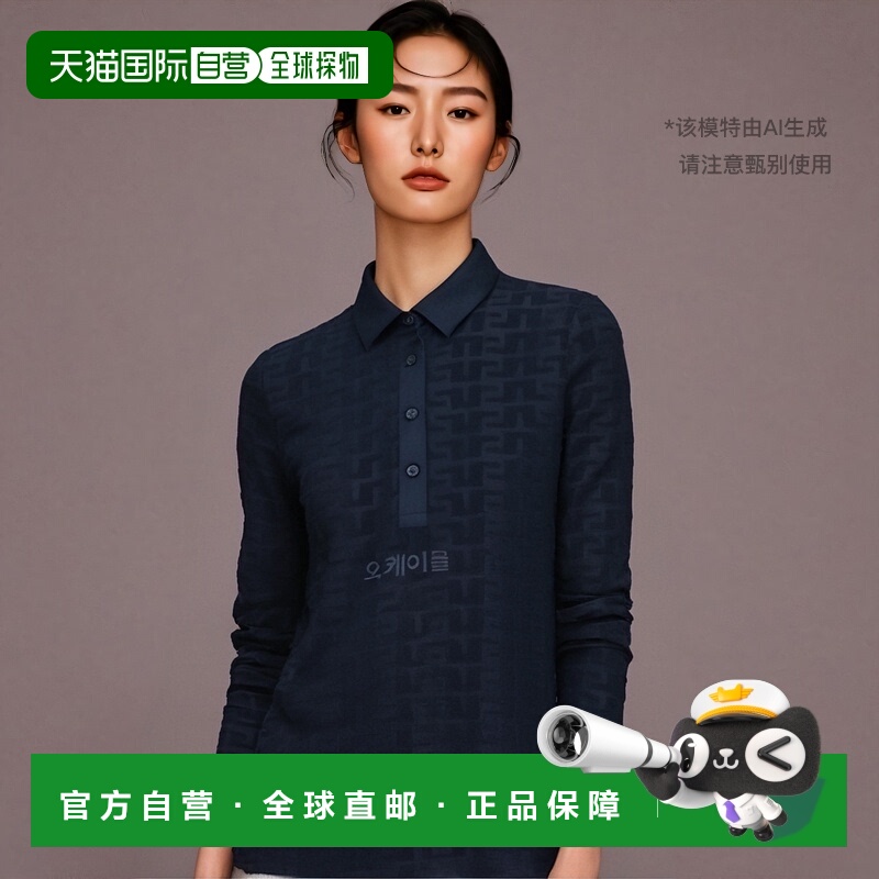 韩国直邮J.lindeberg金 林德伯格上装T恤女款海军蓝长袖保暖宽松