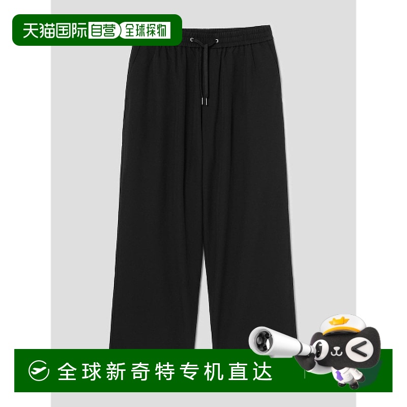 韩国直邮8SECONDS [Daily Slacks] 宽版束带休闲裤黑色 (424721LY