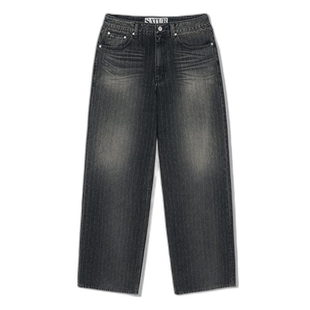 韩国直邮SATUR设计师款大气简约日常休闲个性牛仔裤SA22FWMP12