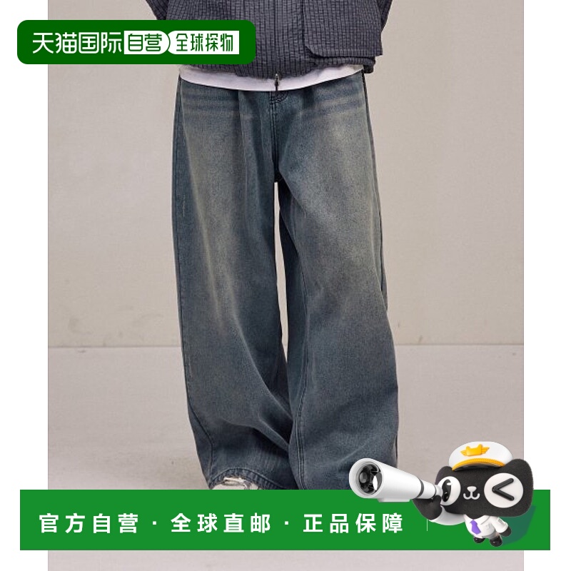 韩国直邮FILLUMINATE 公用牛仔裤Damage Washed Denim Pants-Medi