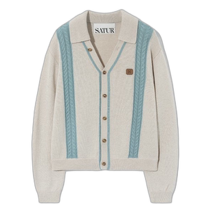 韩国直邮SATUR设计师款大气简约日常休闲个性毛衣SA23FWMK14IV