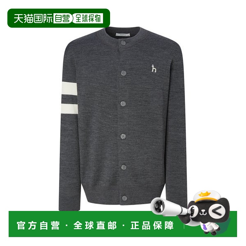 韩国直邮HAZZYS [25FW] 灰色羊毛混纺袖彩色圆开衫 (HZSW5D200G2)