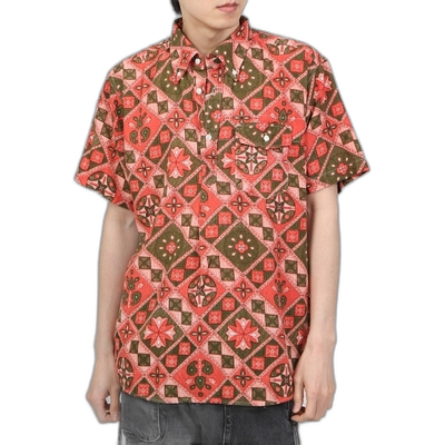 韩国直邮Engineered Garments Popover BD 衬衫 粉色/橄榄色民族