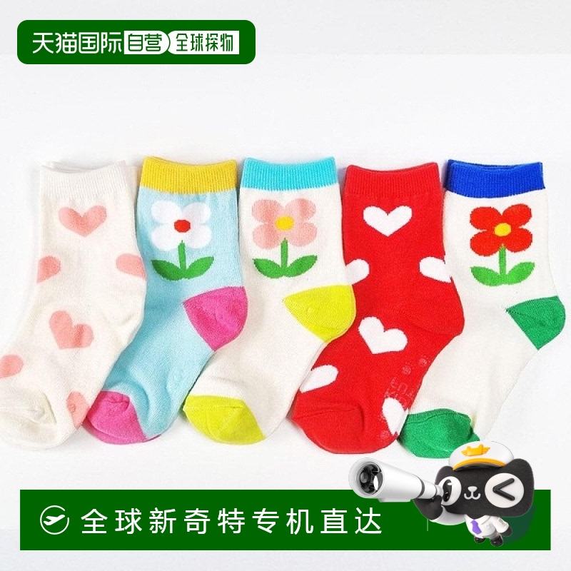 1h可退 韩国直邮[ZHIAN] 婴幼儿袜子 j可可 5双套装 婴儿女孩 花