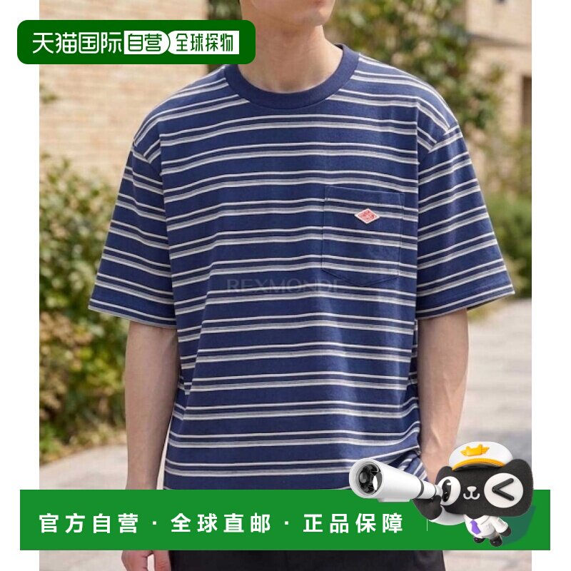 韩国直邮DANTON 短袖口袋条纹T恤（DTC0198-TCB 海军蓝）