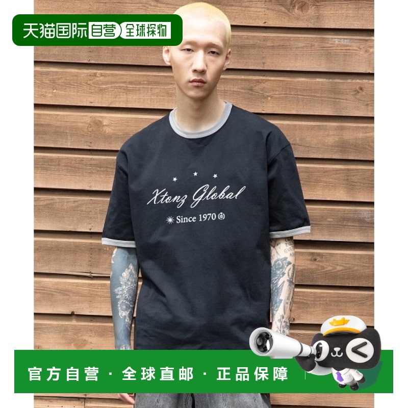 韩国直邮XTONZ XTT073 Russell Ringer 短袖 T 恤（黑色）