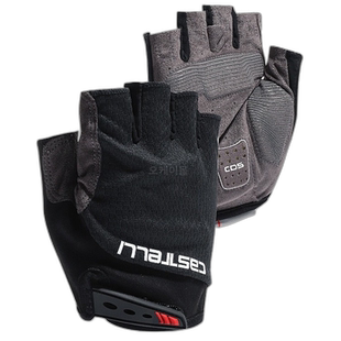 韩国直邮Castelli骑行手套黑色字母半指掌垫吸汗舒适4521075-085