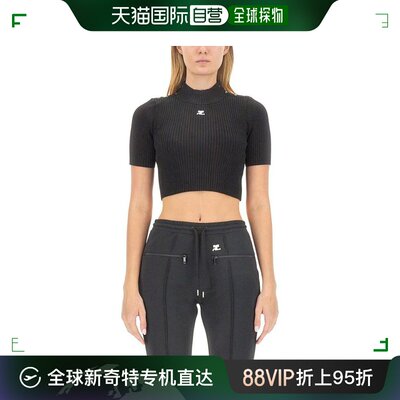 韩国直邮COURREGES23FW毛衣女323MPU071F I00019999BLACK