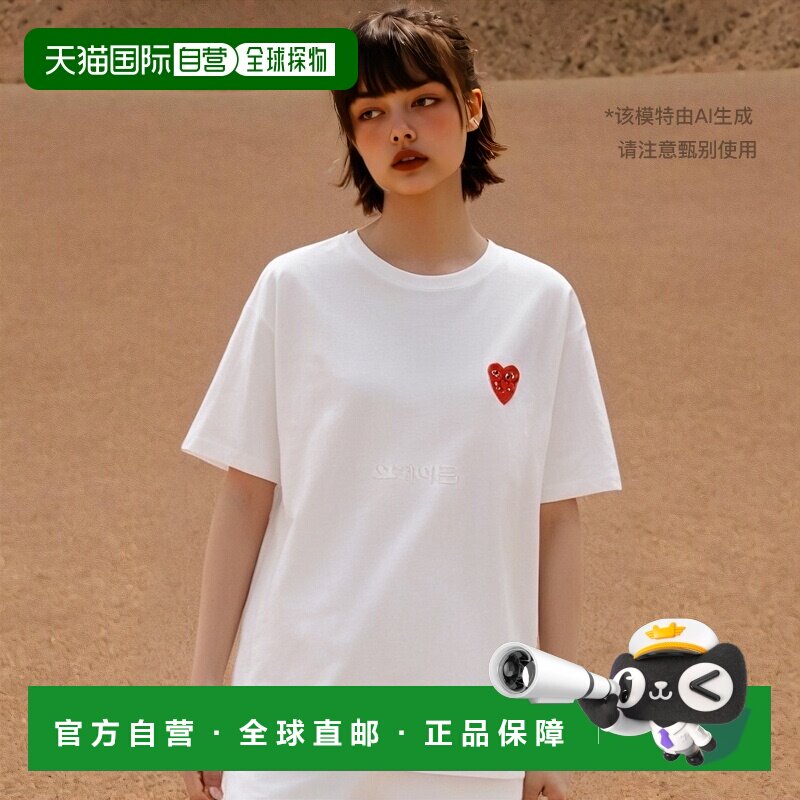 韩国直邮COMME DES GARCONS PLAY 双心徽标短袖圆领上衣