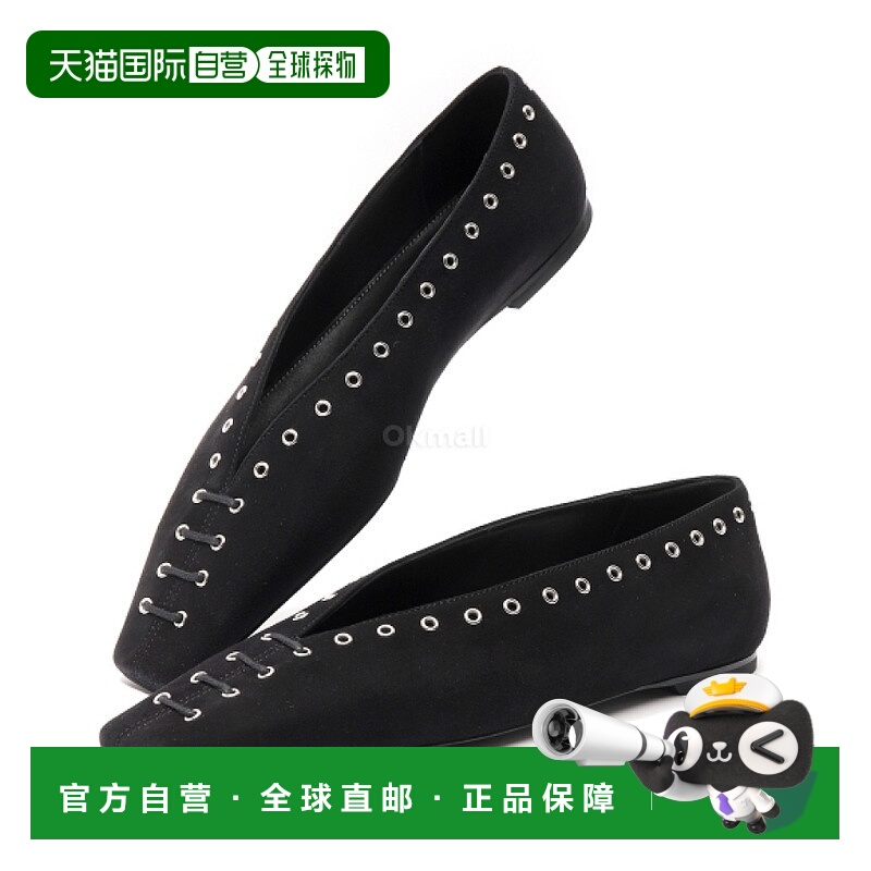 韩国直邮TOTEME 绒面系带芭蕾平底鞋 (252-WAS0230-LE0012 001)