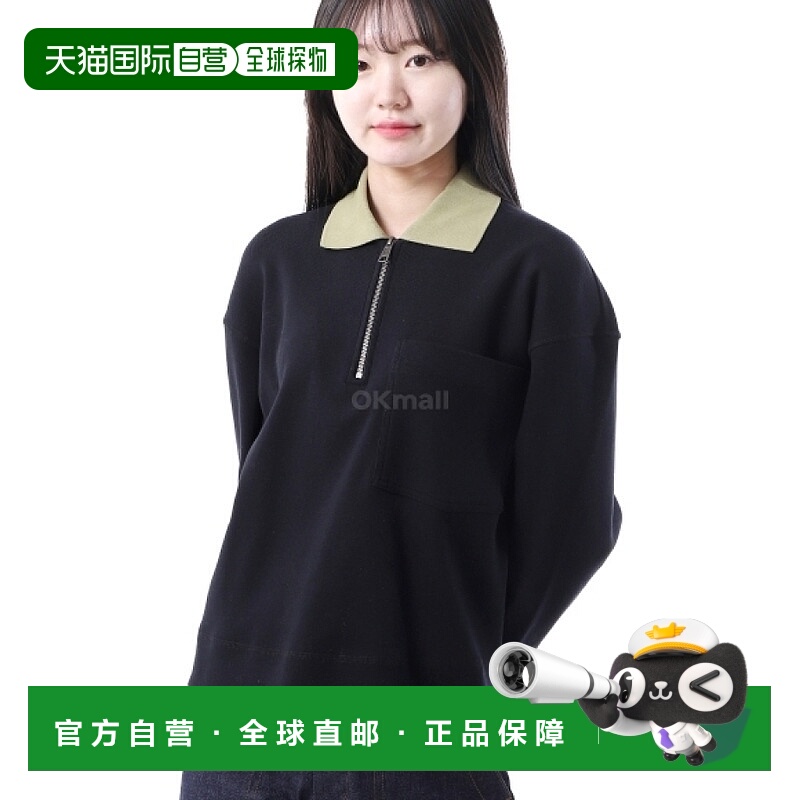 韩国直邮Margaret Howell MHL 拉链 POLO 衫 - 黑色 (WHSP0515A24