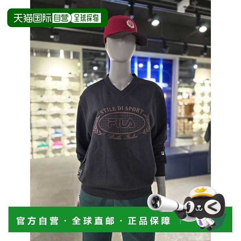 韩国直邮FILA [Paju] 惠拉女式网球 V 领上衣（FS2POG3362F-BLK）,运动服/休闲服装,运动T恤,淘宝优惠券,粉丝福利购,淘宝优惠卷