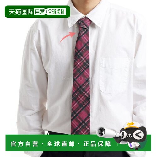 韩国直邮Engineered Garments 红色格子印花灯芯绒领带 (24F1H006