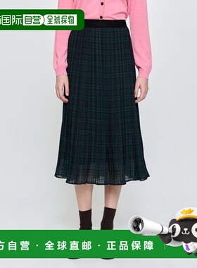 韩国直邮HAZZYS 赫奇斯女士风琴格纹裙 绿色半身裙 (HSSK5C703E2)