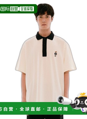 韩国直邮YALE EMBROIDERY DAN BIG PLACKET PK TEE IVORYT恤YD01S