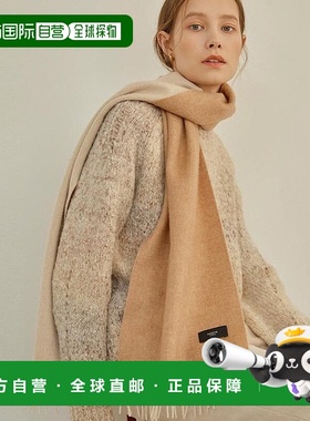 韩国直邮HAZZYS [稳定销售商][Cashmere] 象牙白色块羊绒围巾 HIM