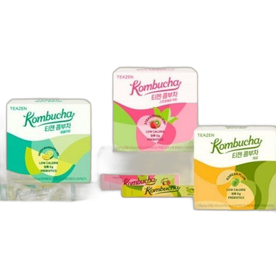 韩国直邮TEAZEN新款康普茶梅子+青桔酸橙+草莓猕猴桃低卡健康饮品