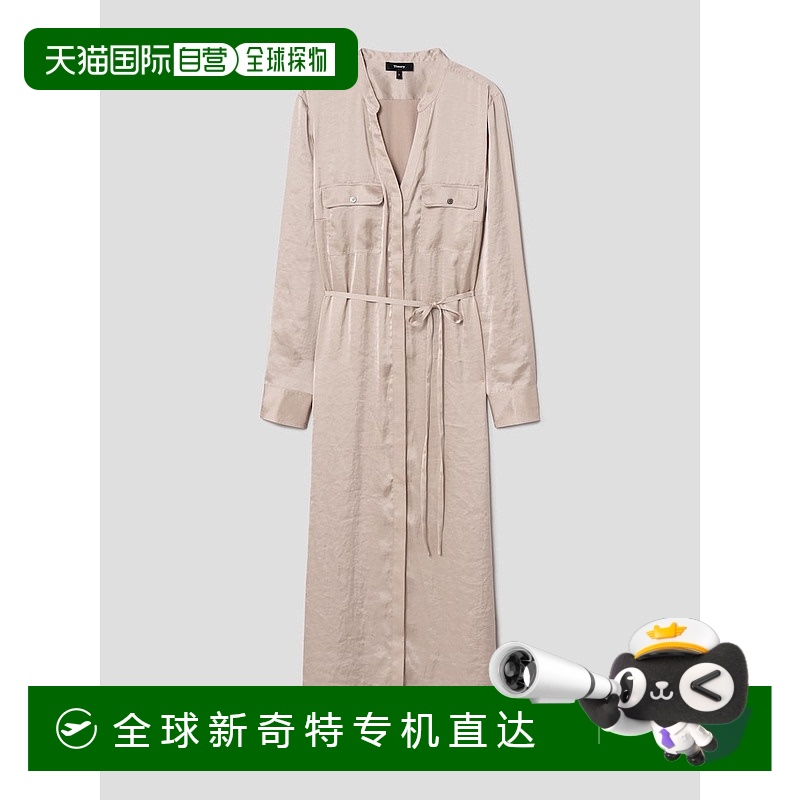 韩国直邮Theory 女士纺织品缎面实用衬衫连衣裙-软金色 FW24/TF47