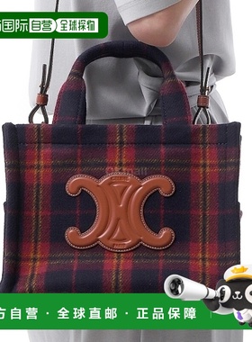 韩国直邮CELINE 小型 CABAS THAIS 格纹织物与小牛皮手袋（199162