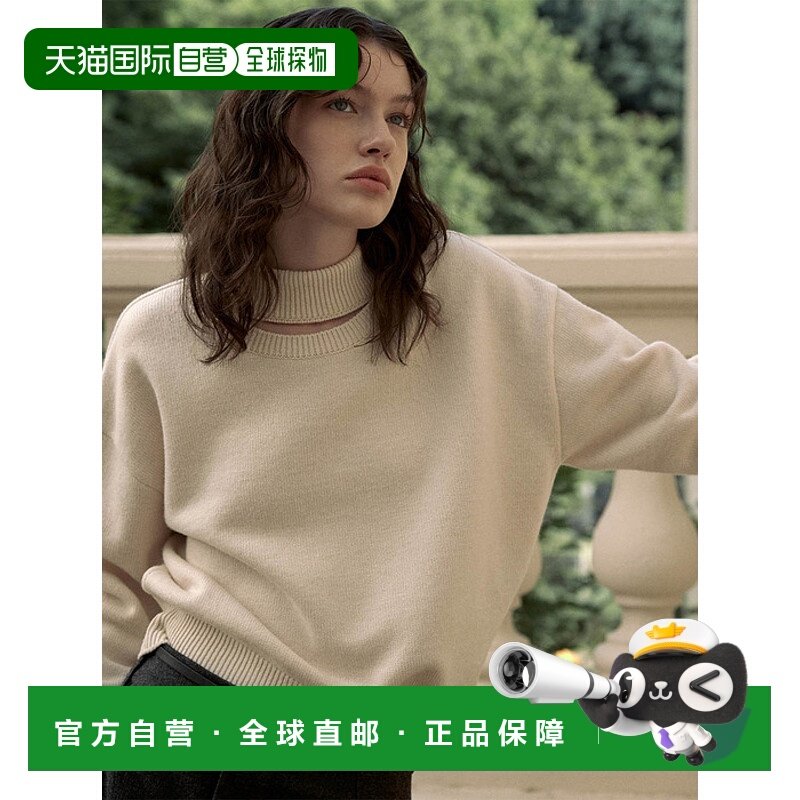 韩国直邮LOEUVRE正品 女装T恤304134839Cut-out mock neck pullov