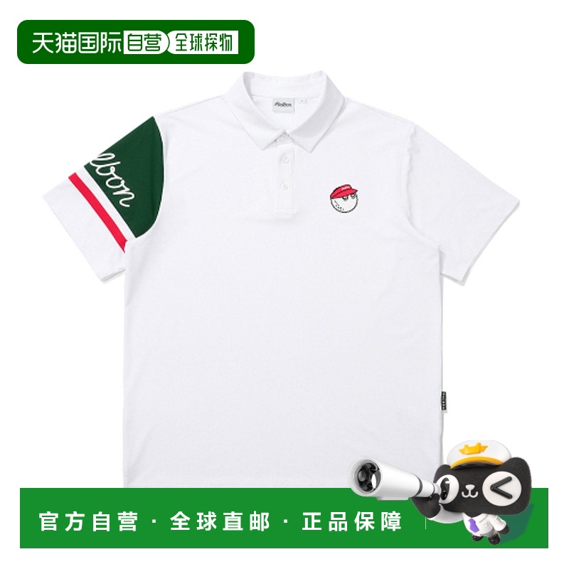 韩国直邮MALBON GOLF男士T恤M4221PTS45WHT Malbon Color Block T