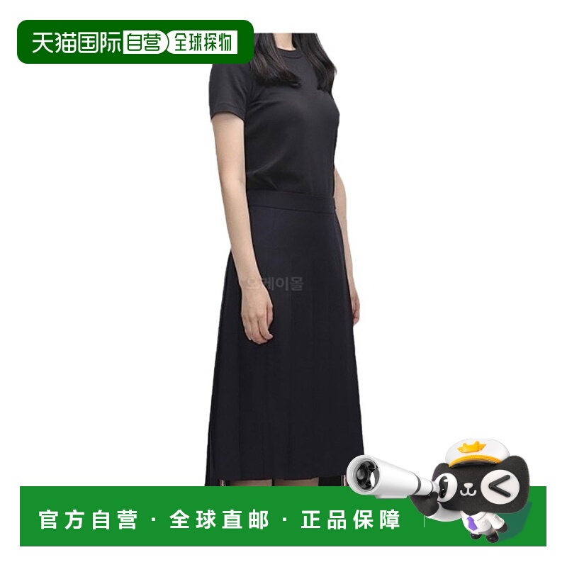韩国直邮Thom Browne汤姆布朗 女士 过膝落背百褶裙短袖圆领裙子