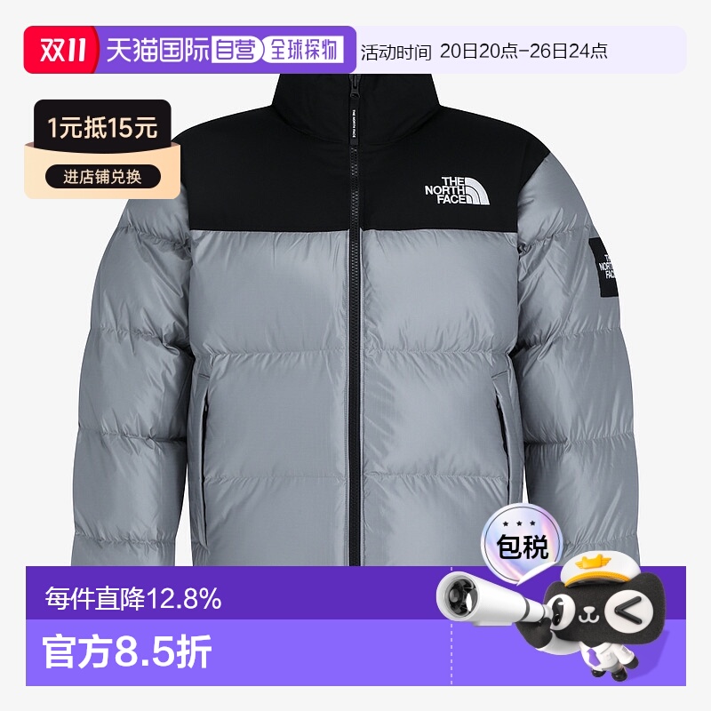 韩国直邮THE NORTH FACE/北面 拼色字母Logo长袖羽绒服男女同款NJ