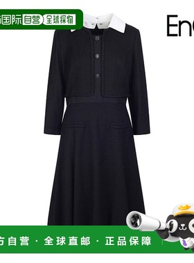 韩国直邮EnC [ENC] 卡拉黑色粗花呢长裙_ENOW33801WBK连衣裙