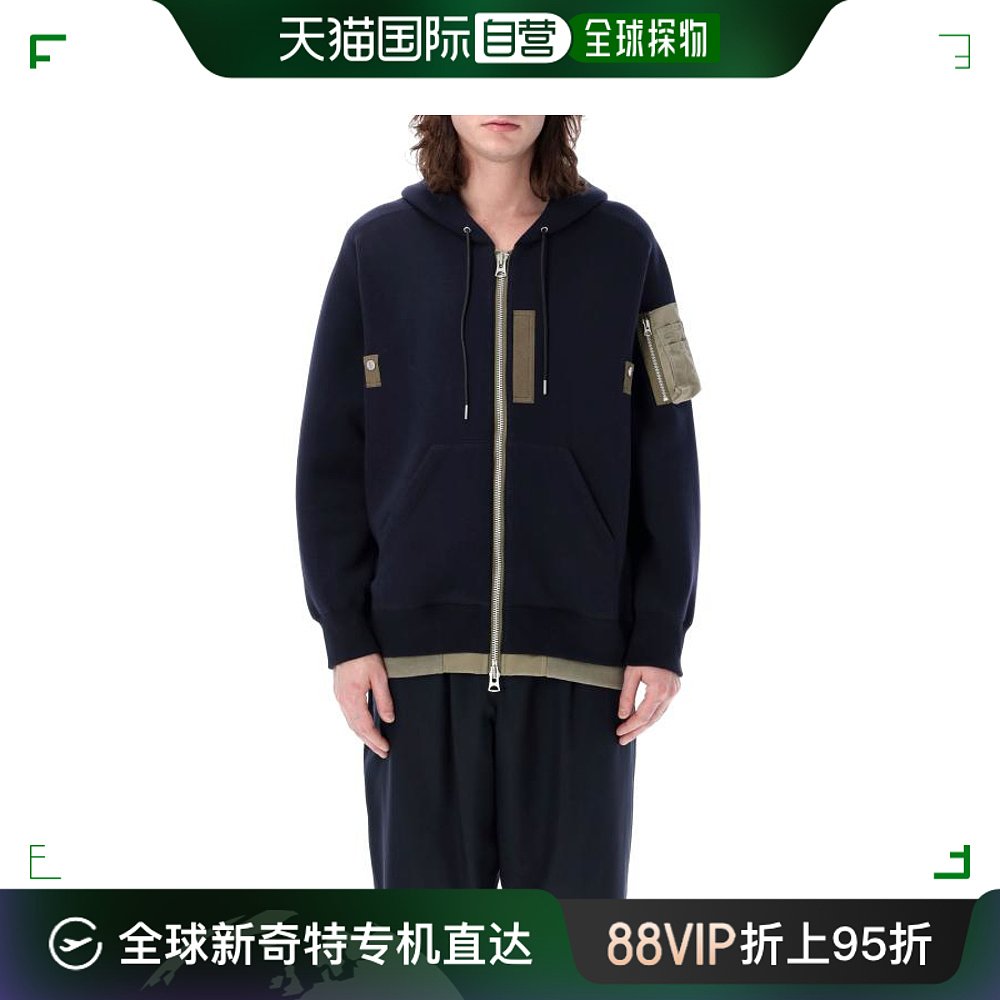 韩国直邮SACAI24SS连帽衫 连帽卫衣男24P2403335MS 201NAVY KHAKI