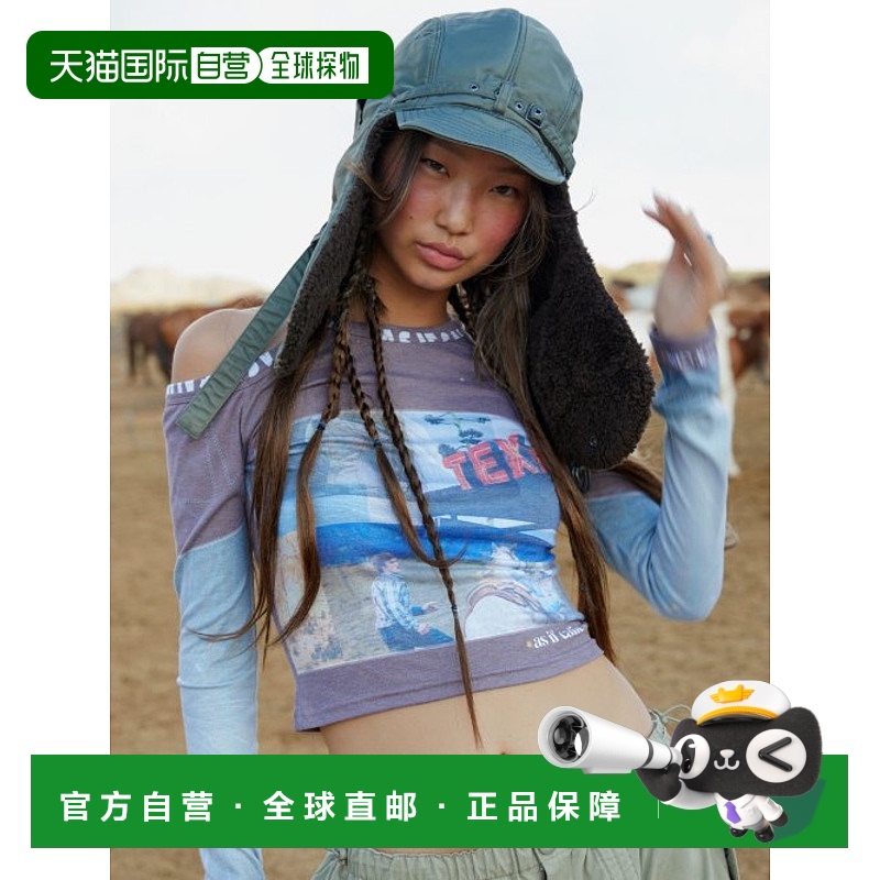 韩国直邮AS IF CALIE TEXAS CUT OUT LONG SLEEVE BROWN女装T恤CA